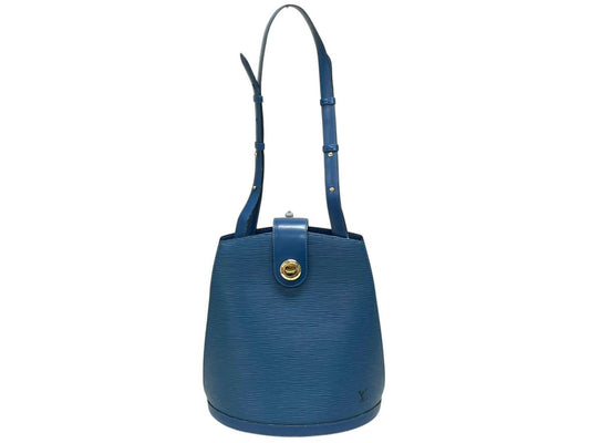 Louis Vuitton Cluny Shoulder Bag Epi Leather Blue Gold