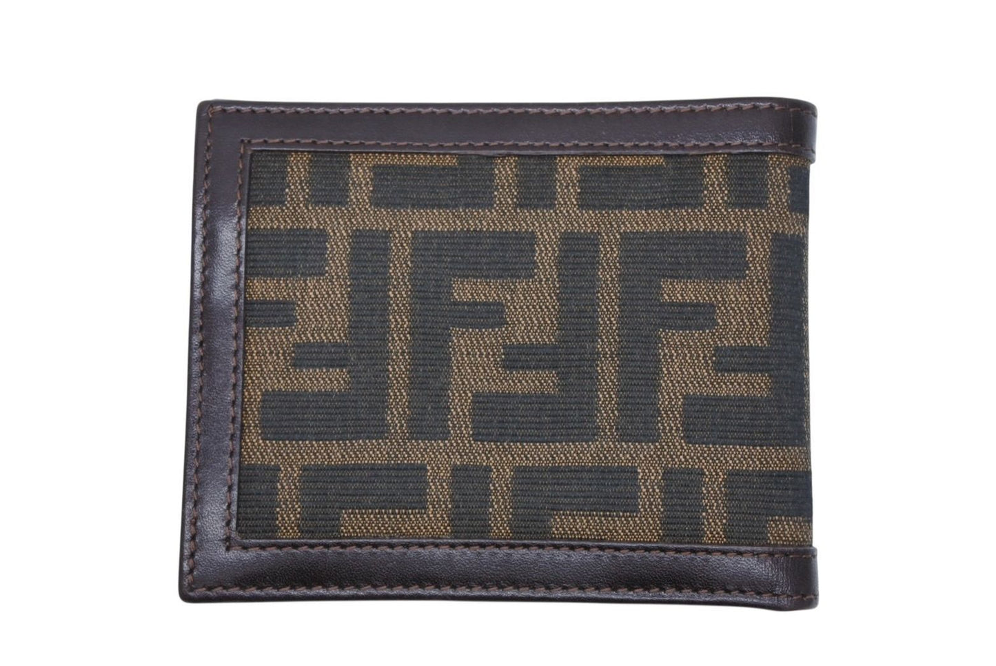 Fendi Zucca Pattern Bifold Wallet Compact Canvas Leather Brown — view 2