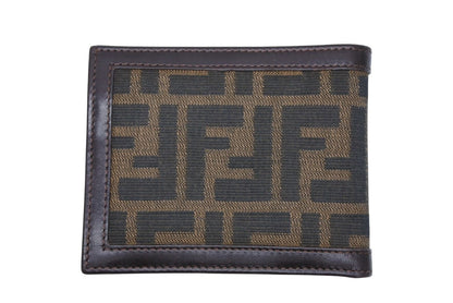 Fendi Zucca Pattern Bifold Wallet Compact Canvas Leather Brown — view 2