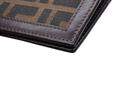 Fendi Zucca Pattern Bifold Wallet Compact Canvas Leather Brown — view 4