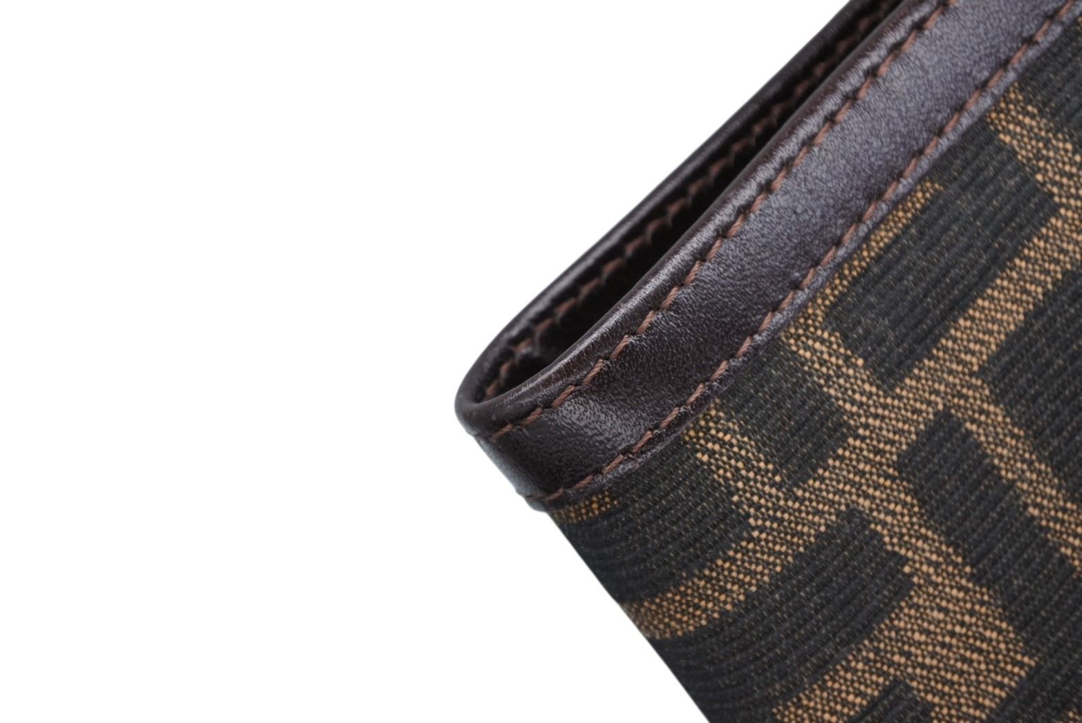 Fendi Zucca Pattern Bifold Wallet Compact Canvas Leather Brown — view 5
