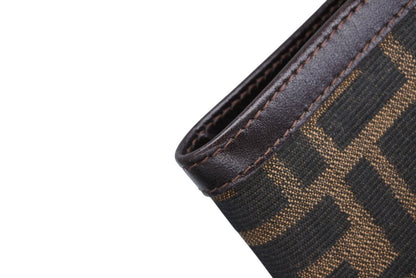 Fendi Zucca Pattern Bifold Wallet Compact Canvas Leather Brown — view 5