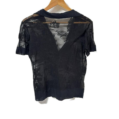 Hermes Short Sleeved Cut And Sewn Size 36 S Women - Black V-neck See-through