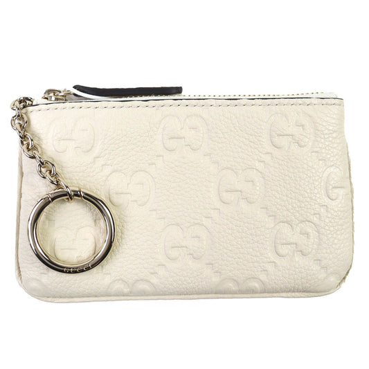 Gucci 815891 GG Emblem Key Pouch Leather Zip Coin Case Coin