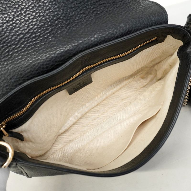 Gucci Shoulder Bag Soho 536224 Leather Black Chien Pan Gold Hardware Women's