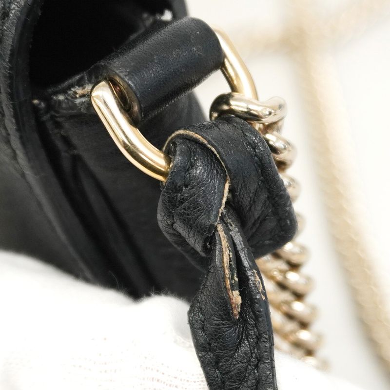 Gucci Shoulder Bag Soho 536224 Leather Black Chien Pan Gold Hardware Women's