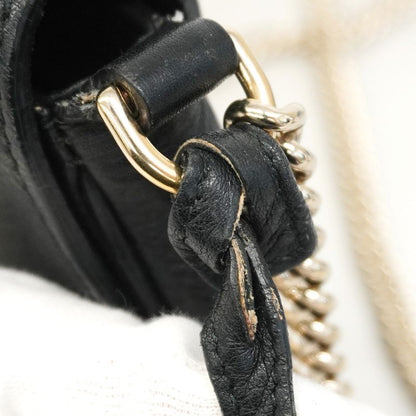 Gucci Shoulder Bag Soho 536224 Leather Black Chien Pan Gold Hardware Women's
