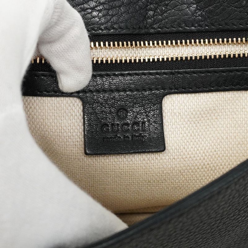 Gucci Shoulder Bag Soho 536224 Leather Black Chien Pan Gold Hardware Women's