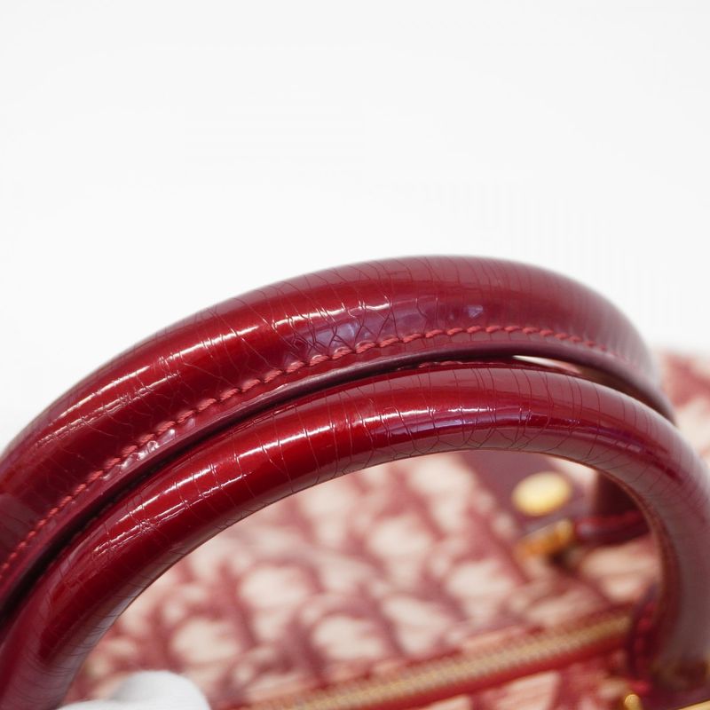 Christian Dior Handbag Trotter PVC Red Gold Hardware Women