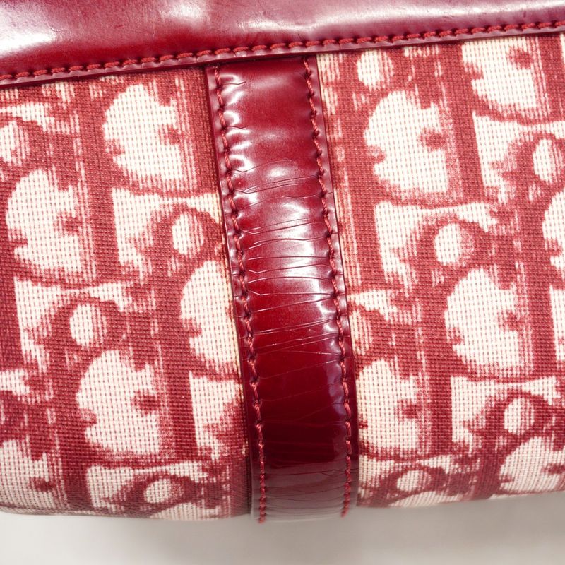 Christian Dior Handbag Trotter PVC Red Gold Hardware Women