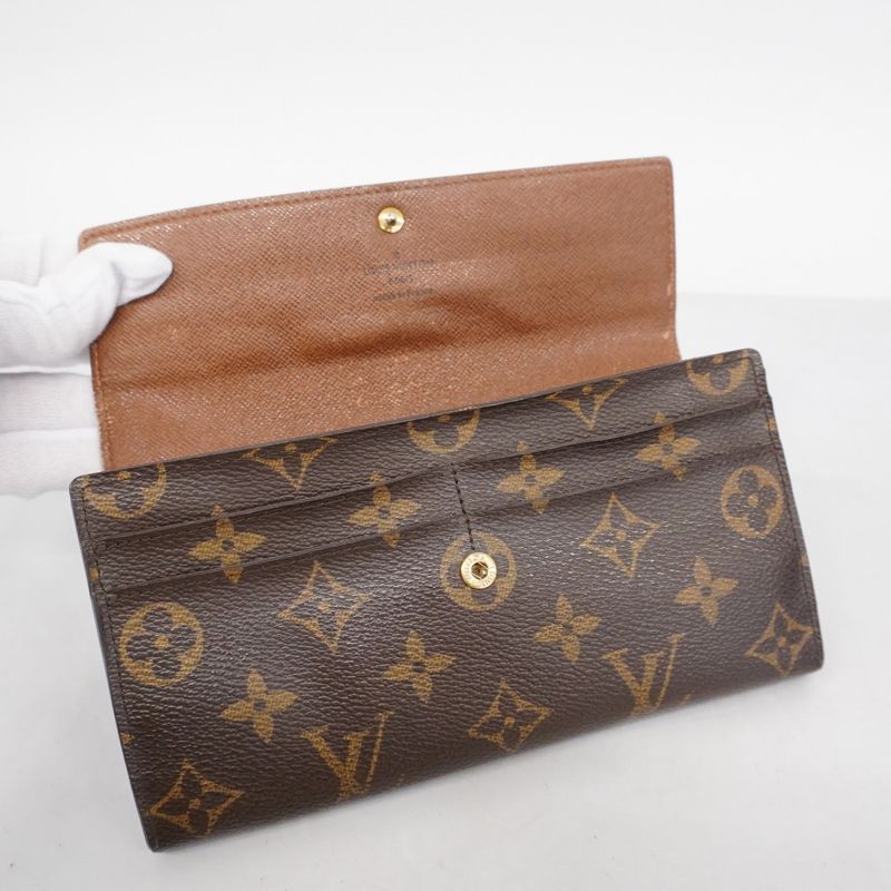 Louis Vuitton Long Wallet Monogram Portefeuille Sarah M61734 Brown Men Women
