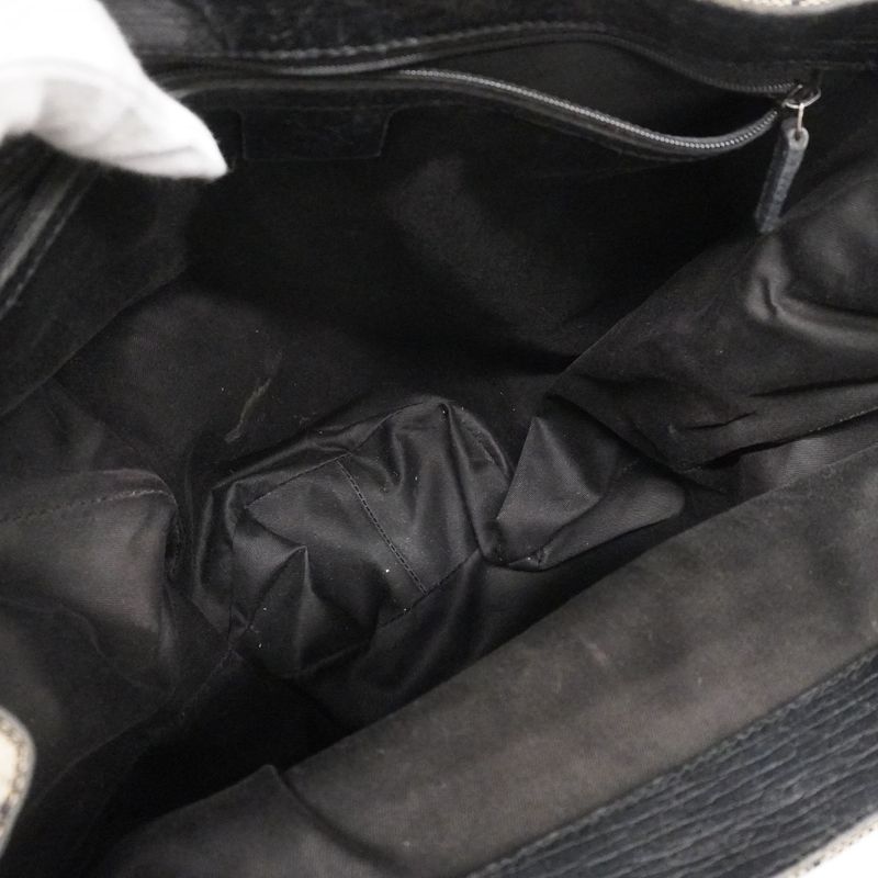 Gucci Tote Bag GG Canvas Bamboo 112530 Canvas Black Beige Silver Hardware Women