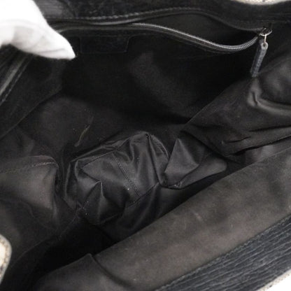 Gucci Tote Bag GG Canvas Bamboo 112530 Canvas Black Beige Silver Hardware Women