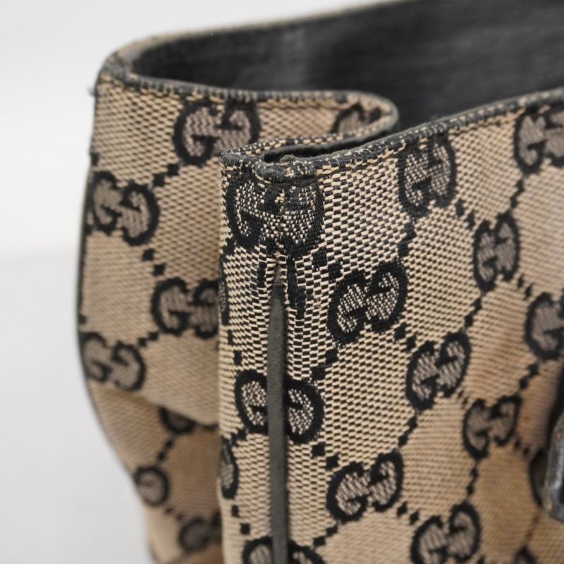 Gucci Tote Bag GG Canvas Bamboo 112530 Canvas Black Beige Silver Hardware Women