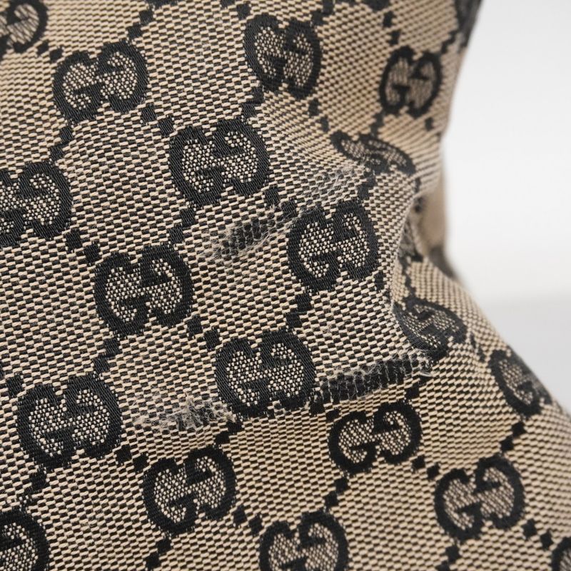 Gucci Tote Bag GG Canvas Bamboo 112530 Canvas Black Beige Silver Hardware Women