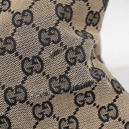 Gucci Tote Bag GG Canvas Bamboo 112530 Canvas Black Beige Silver Hardware Women