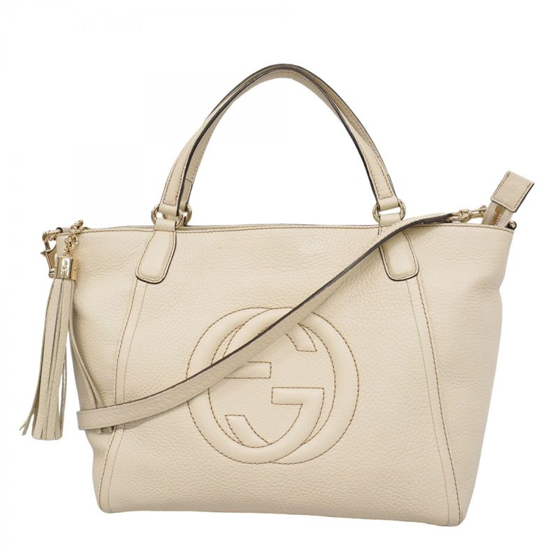 Gucci Handbag Soho 369176 Leather White Chien Pan Gold Hardware 2way Bag Ladies
