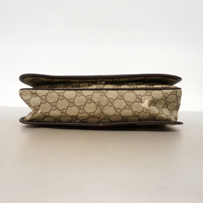 Gucci Shoulder Bag GG Supreme Sherry Line 145844 PVC Brown Silver Hardware Women