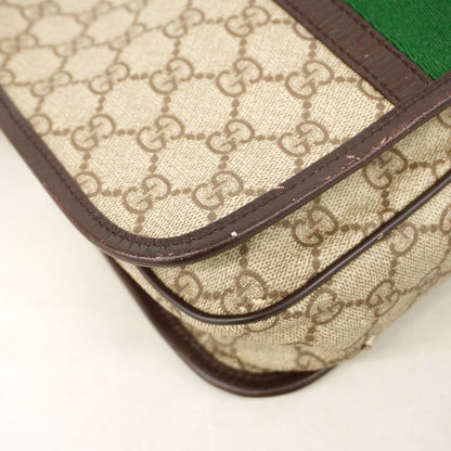 Gucci Shoulder Bag GG Supreme Sherry Line 145844 PVC Brown Silver Hardware Women