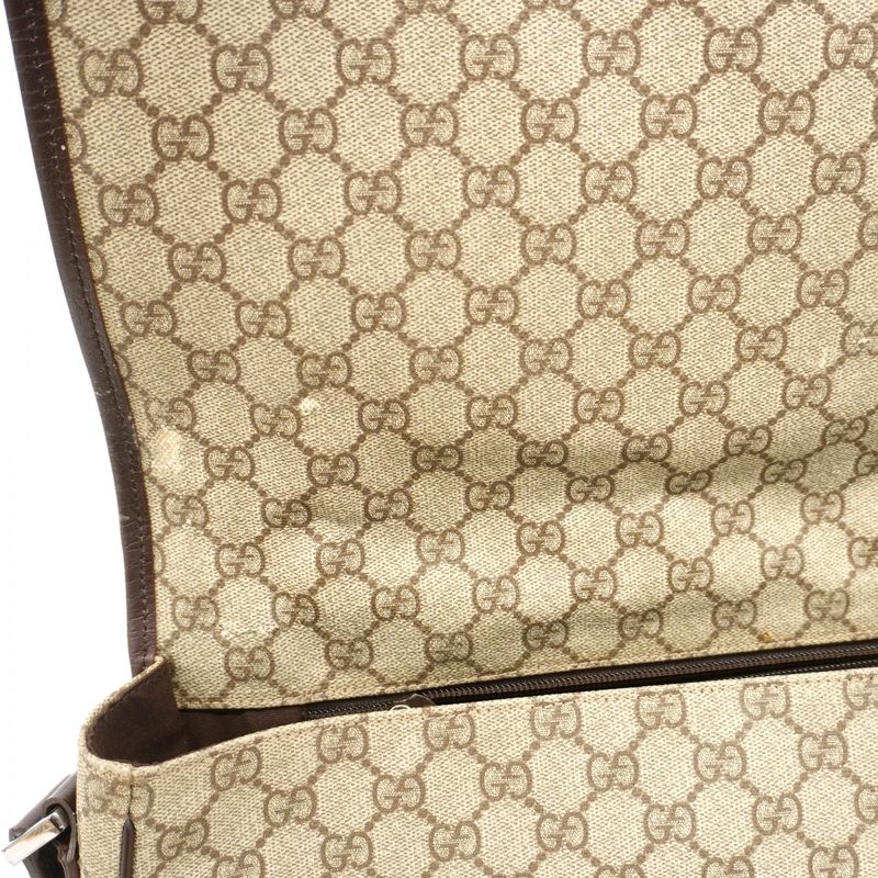 Gucci Shoulder Bag GG Supreme Sherry Line 145844 PVC Brown Silver Hardware Women