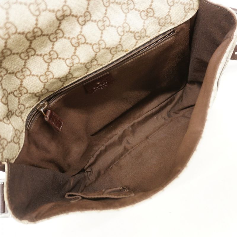 Gucci Shoulder Bag GG Supreme Sherry Line 145844 PVC Brown Silver Hardware Women