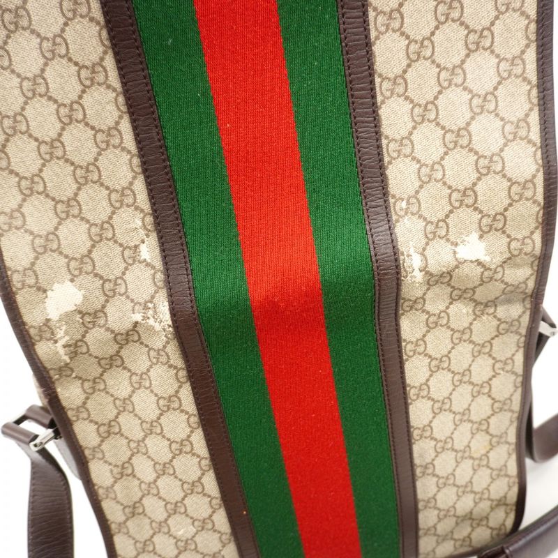 Gucci Shoulder Bag GG Supreme Sherry Line 145844 PVC Brown Silver Hardware Women