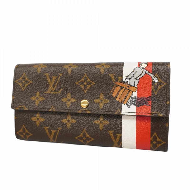 Louis Vuitton Long Wallet Monogram Groom Portefeuille Sarah M60034 Rouge Women
