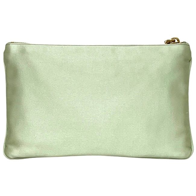 Prada Pouch Light Green Satin Preowned 210 Prada Ribbon