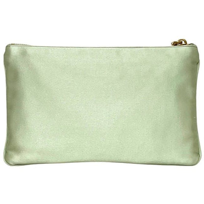 Prada Pouch Light Green Satin Preowned 210 Prada Ribbon