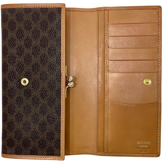 Celine Bifold Clasp Long Wallet Brown Macadam Wallet Clasp PVC