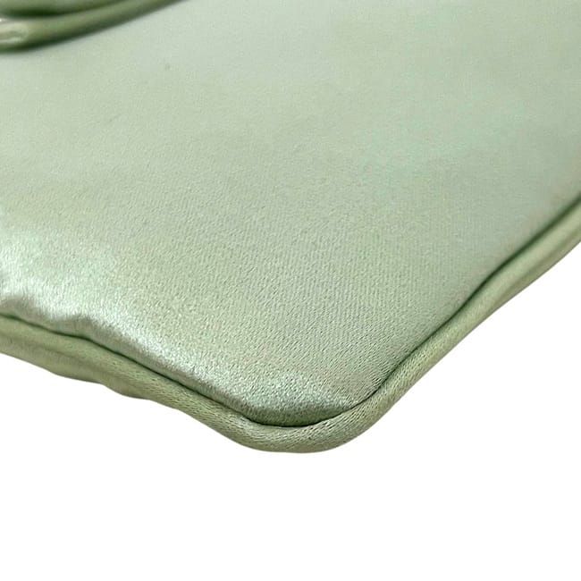 Prada Pouch Light Green Satin Preowned 210 Prada Ribbon