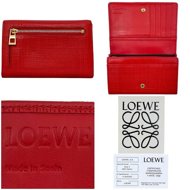 Loewe Bifold Wallet Red Linen Anagram 101.88k98