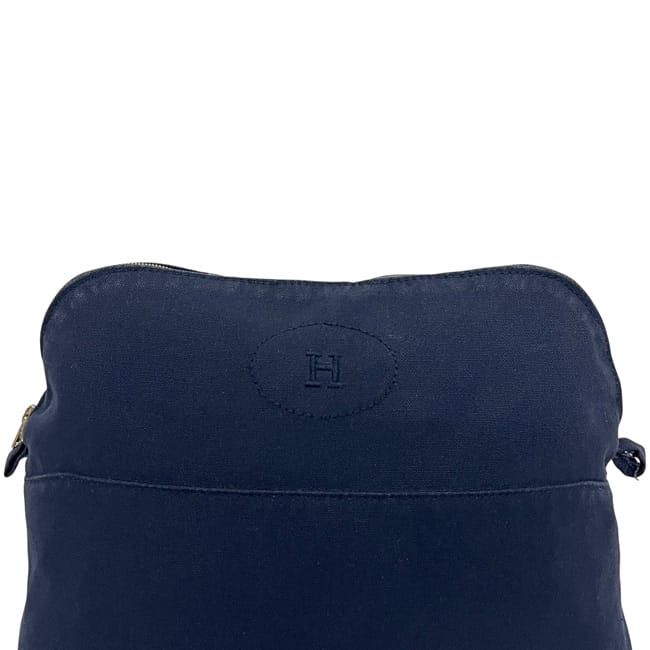 Hermes Pouch GM Navy Bolide Clutch Bag Cotton Preowned