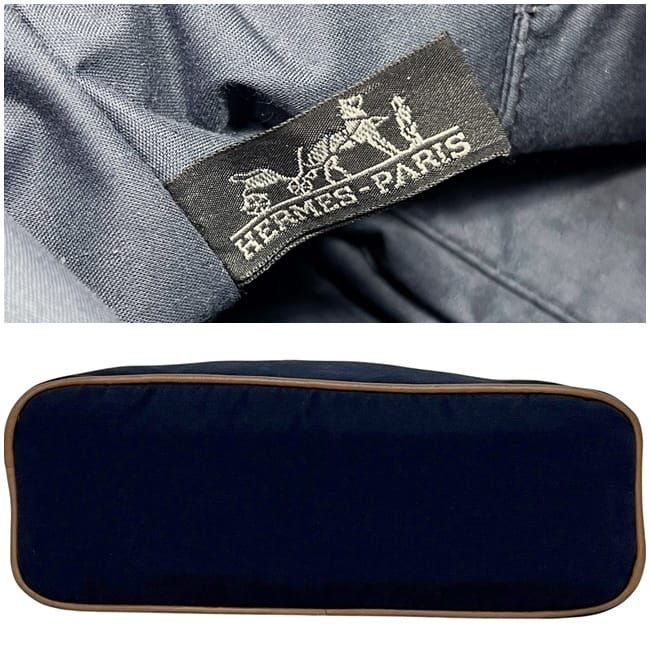 Hermes Pouch GM Navy Bolide Clutch Bag Cotton Preowned