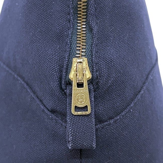 Hermes Pouch GM Navy Bolide Clutch Bag Cotton Preowned