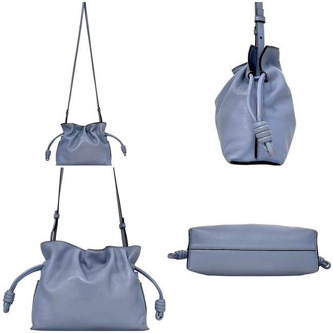 Loewe Shoulder Bag Flamenco Blue Gray Leather Preowned