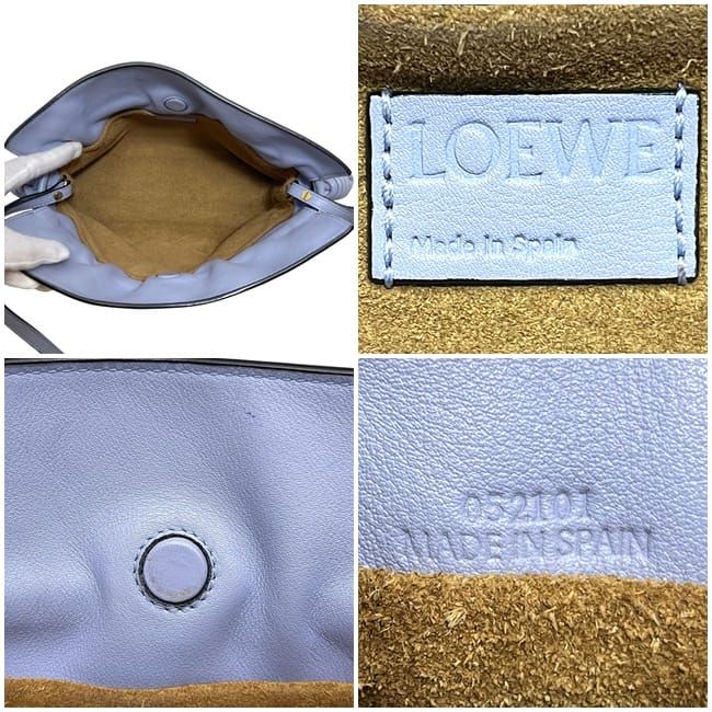 Loewe Shoulder Bag Flamenco Blue Gray Leather Preowned
