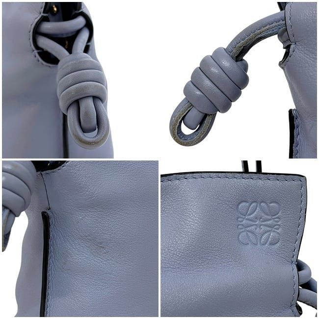 Loewe Shoulder Bag Flamenco Blue Gray Leather Preowned