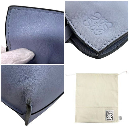 Loewe Shoulder Bag Flamenco Blue Gray Leather Preowned