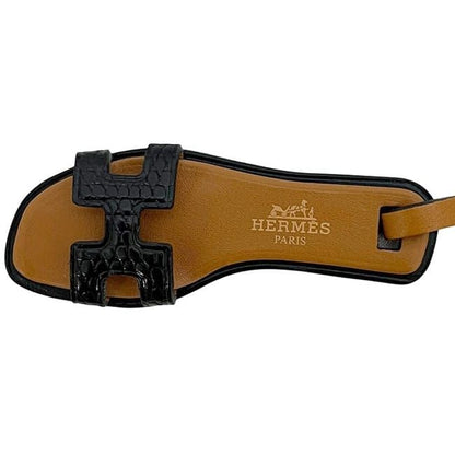 Hermes Charm Orannano Brown Black Leather Preowned