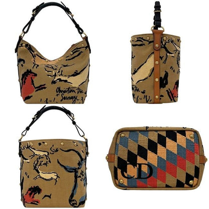 Christian Dior Bucket Bag Medium Beige Brown