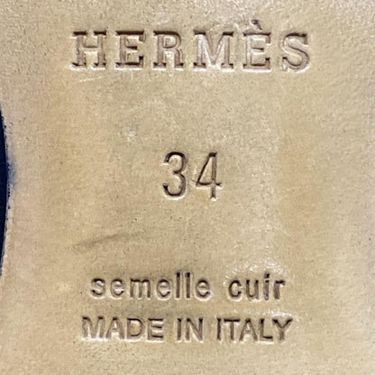 Hermes Loafer 34 Women's Moccasin Paris Black And Silver Hardware Leather