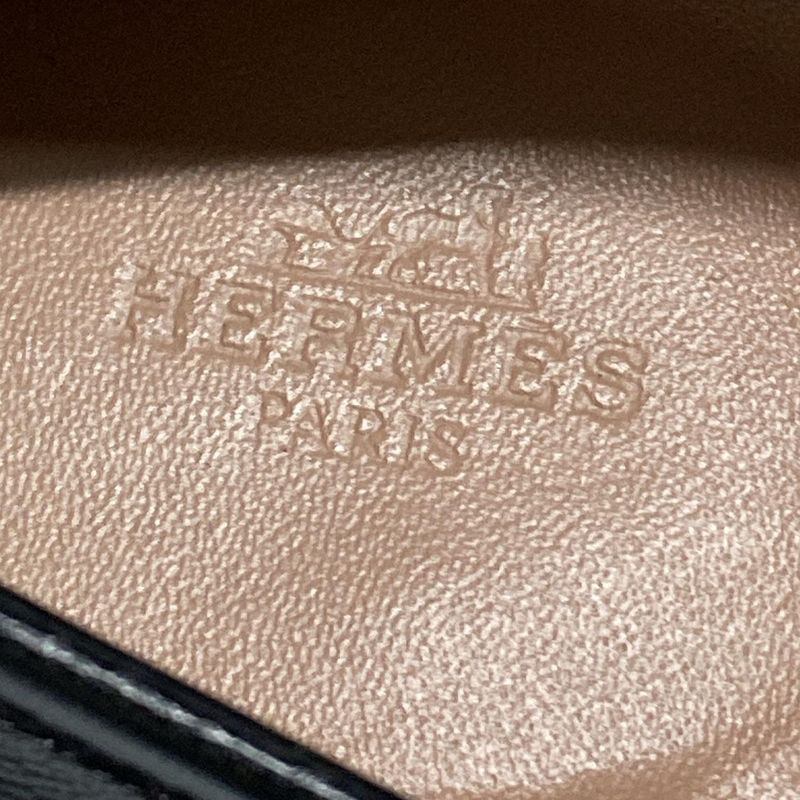 Hermes Loafer 34 Women's Moccasin Paris Black And Silver Hardware Leather