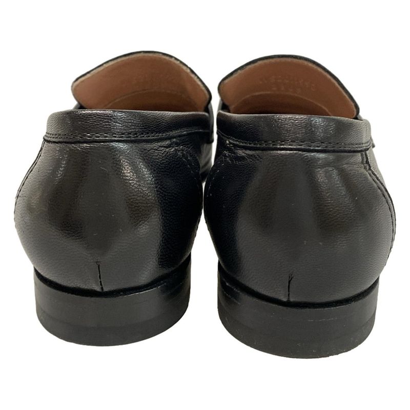 Hermes Loafer 34 Women's Moccasin Paris Black And Silver Hardware Leather