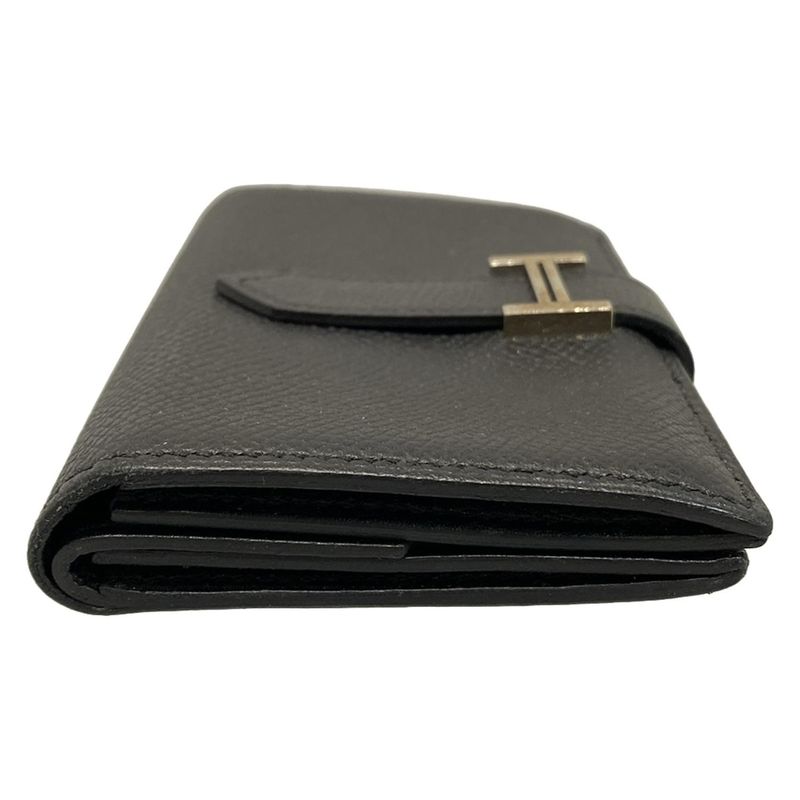 Hermes Coin Case Bearn Black New Shape Hardware Silver Hardware