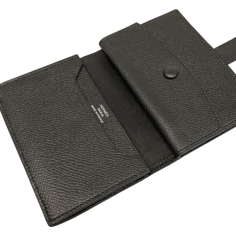Hermes Coin Case Bearn Black New Shape Hardware Silver Hardware