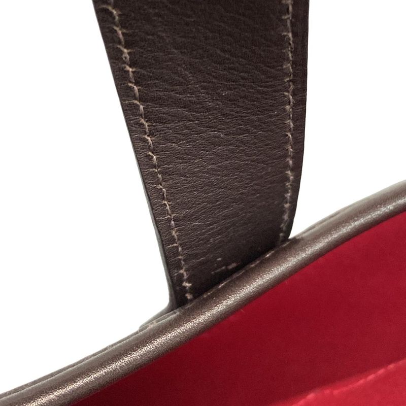 Hermes Petite Ash Tote Bag Dark Brown And Red Petite Ash