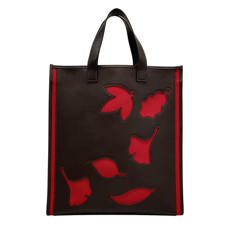 Hermes Petite Ash Tote Bag Dark Brown And Red Petite Ash