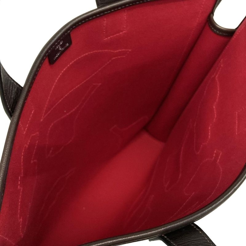 Hermes Petite Ash Tote Bag Dark Brown And Red Petite Ash