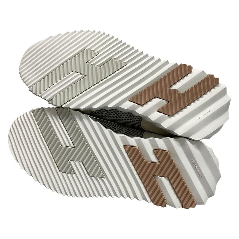 Hermes Sneakers 37.5 Women's Bouncing Gray Ivory And Beige Mesh